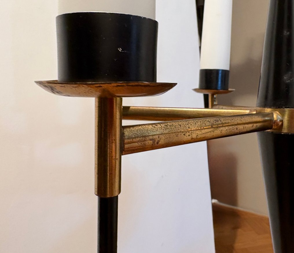 吊灯 - 镀金黄铜, 乳白色玻璃 - 乳白色玻璃蜡烛吊灯 #3.2