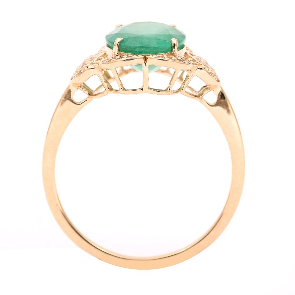 χωρίς τιμή ασφαλείας - Δαχτυλίδι - 14 καράτια Κίτρινο χρυσό - 2.30ct. tw. Σμαράγδι - Διαμάντι #2.1