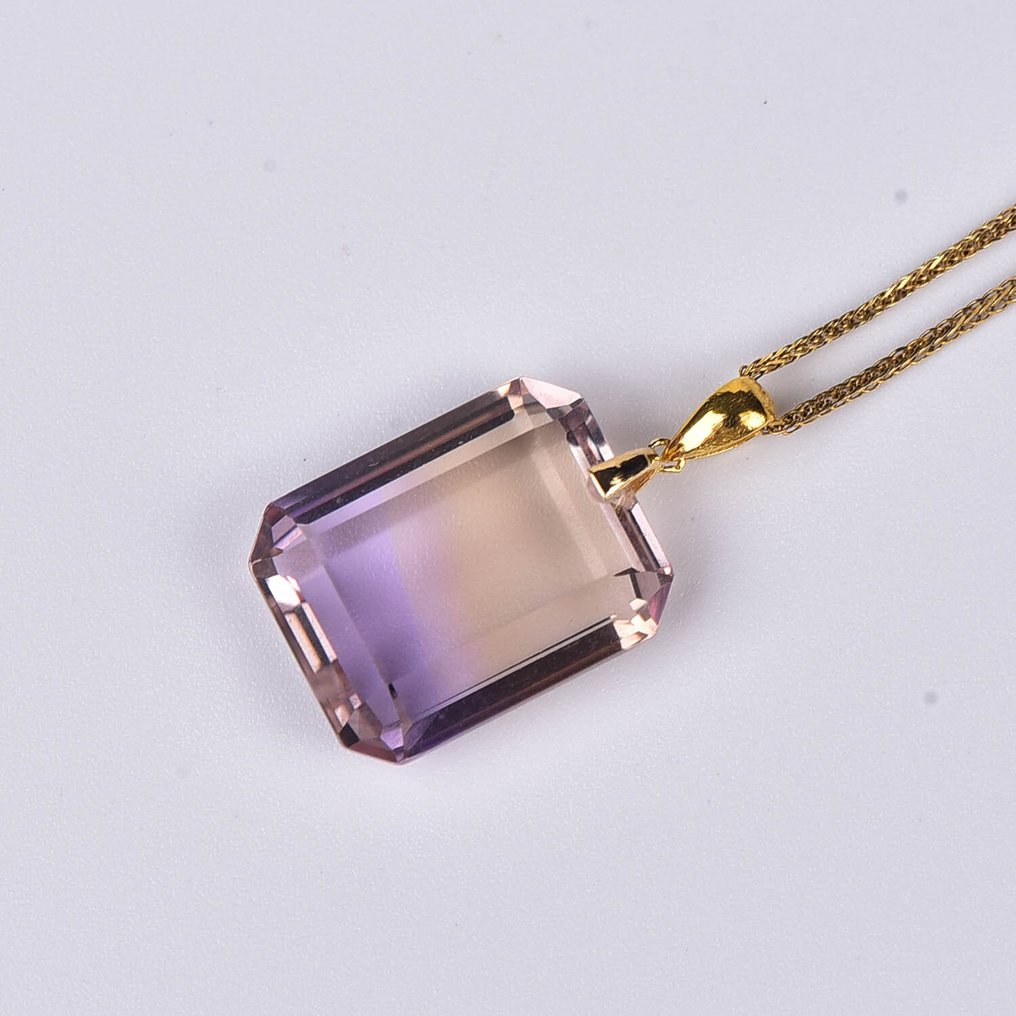 Sem preço de reserva - Colar com pingente - 18 K Ouro amarelo Ametrino - Certificada pela ALGT #4.3