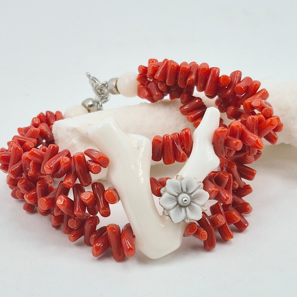 紅珊瑚 - 銀 - 手鈪 - CORALLO MEDITERRANEO #1.0