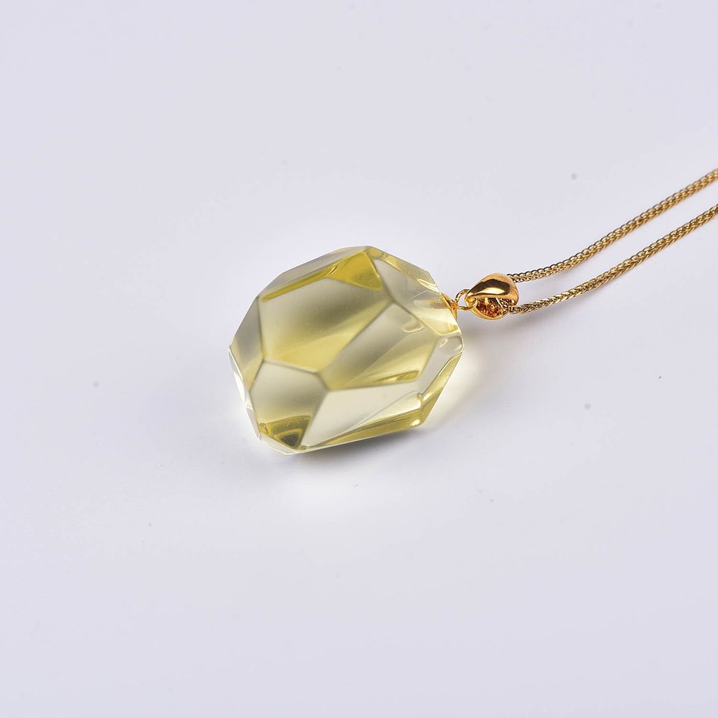 χωρίς τιμή ασφαλείας - Κολιέ με μενταγιόν - 18 καράτια Κίτρινο χρυσό Κιτρίνης - ALGT Πιστοποιημένο #3.2