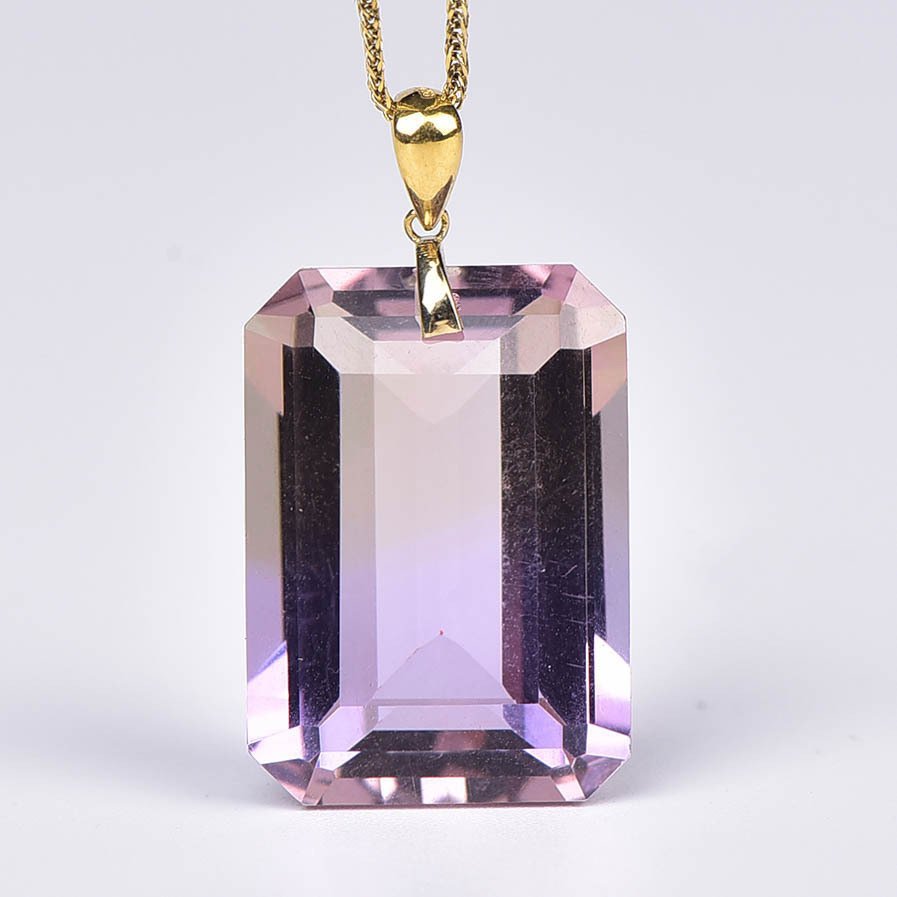Sans prix de réserve - Collier avec pendentif - 18 carats Or jaune Amétrine - ALGT certifié #1.0