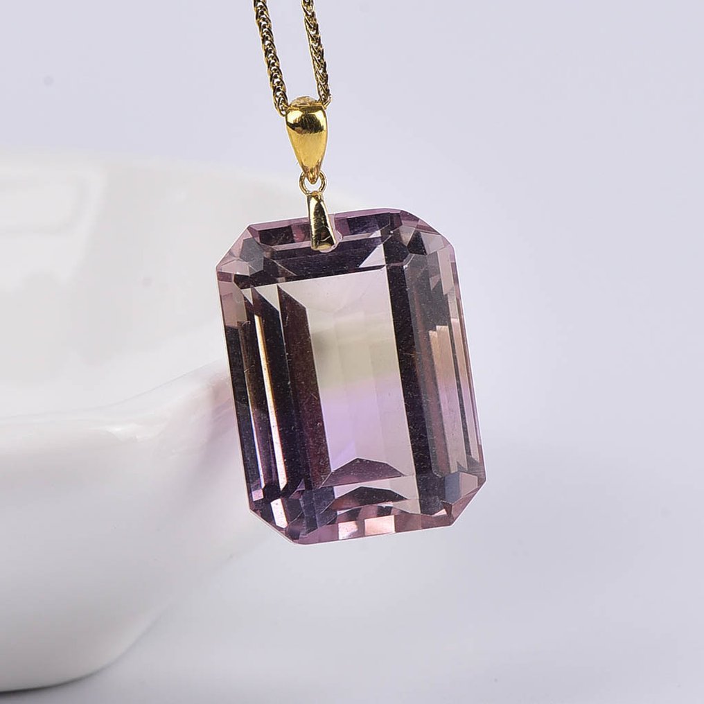 Sem preço de reserva - Colar com pingente - 18 K Ouro amarelo Ametrino - Certificada pela ALGT #4.3