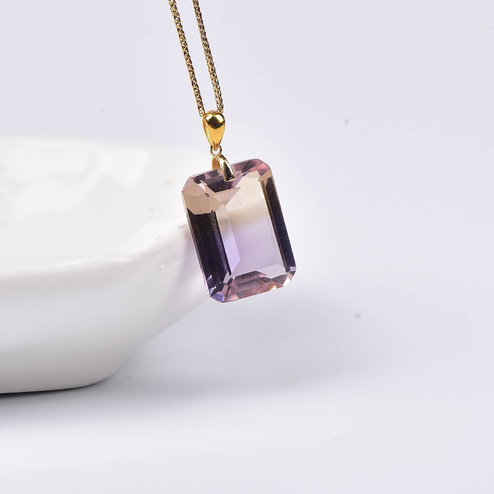 Ohne mindestpreis - Halskette mit Anhänger - 18 kt Gelbgold Ametrin - ALGT Certified #4.3