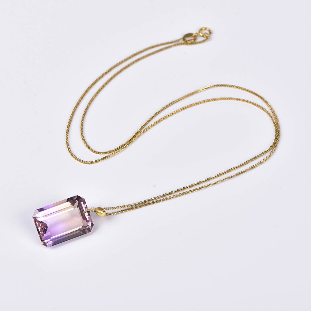 Sans prix de réserve - Collier avec pendentif - 18 carats Or jaune Amétrine - ALGT certifié #1.0