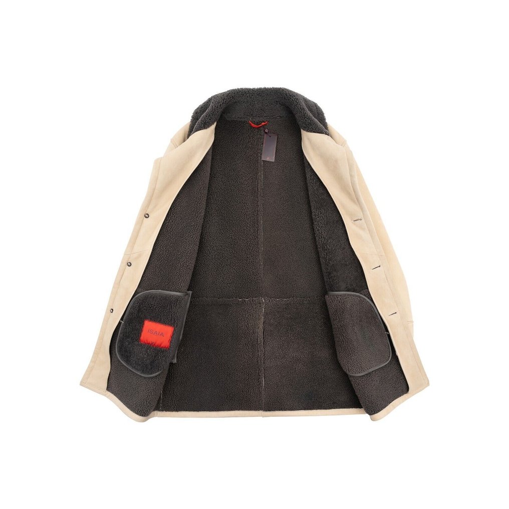 RRP 7400€ ISAIA NAPOLI Beige Shearling Jacket Coat 100% Lambskin Leather - 48 IT - Παλτό - New with tags #4.3