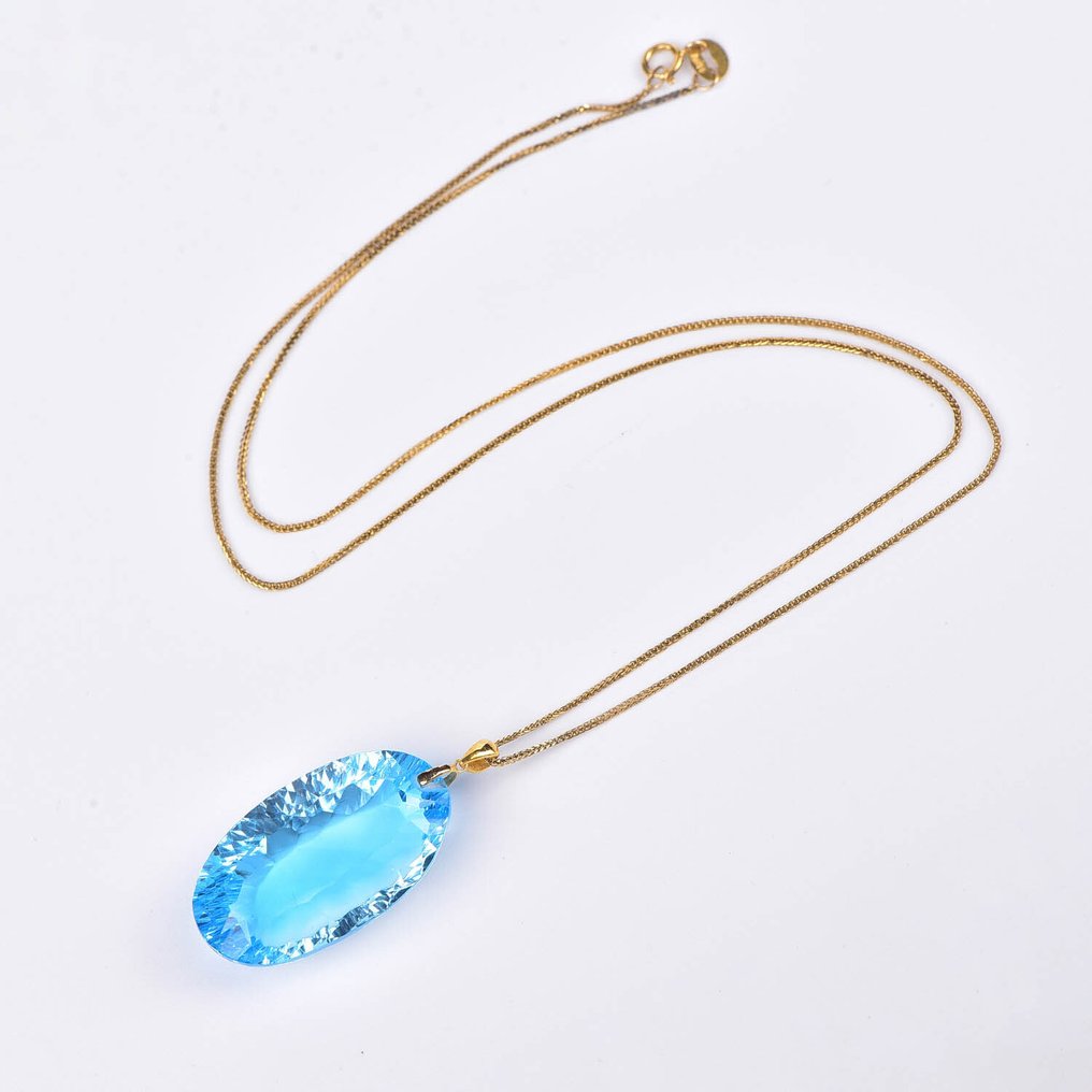 沒有保留價 - 吊墜頸鏈 - 18 克拉 黃金 黃玉 - ALGT 认证 #1.0