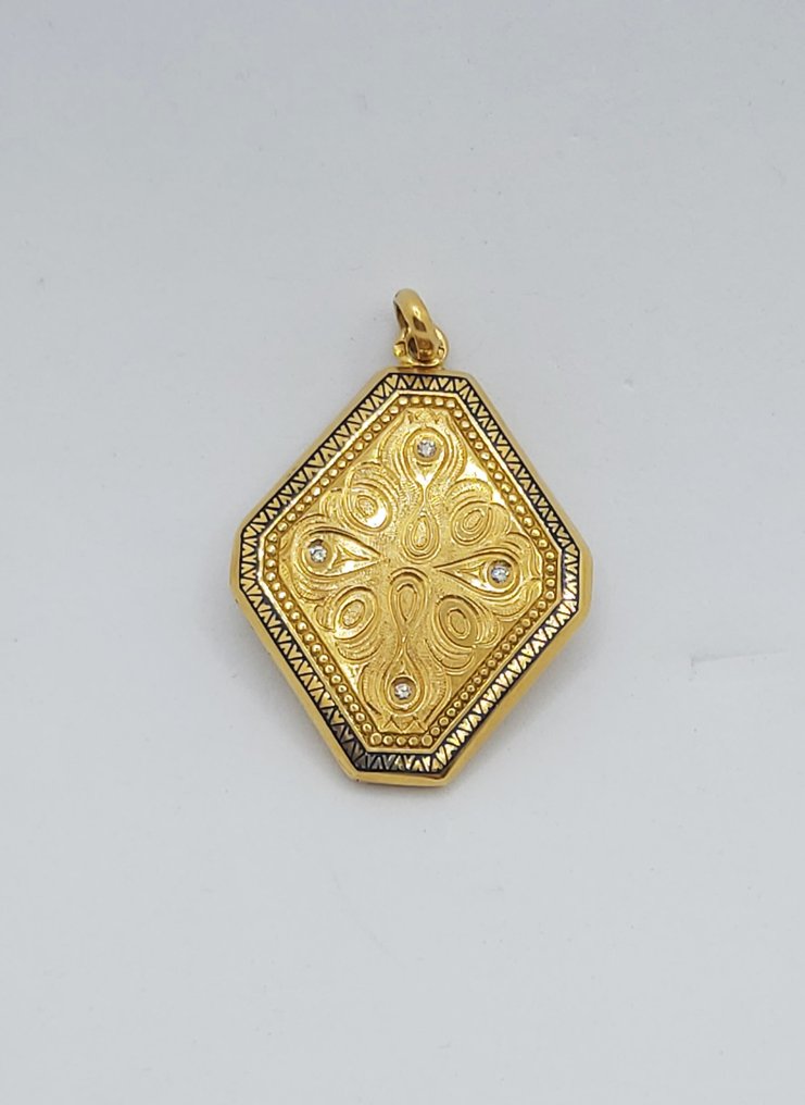 Locket - 19.2 kt. Yellow gold -  0.10ct. tw. - Diamond #1.0