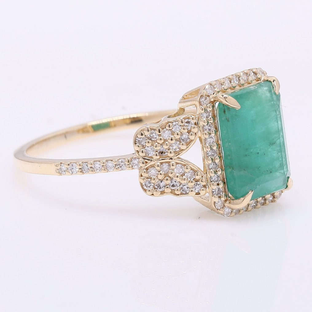 沒有保留價 - 戒指 - 14 克拉 黃金 -  2.42ct. tw. 祖母綠 - 鉆石 #1.0