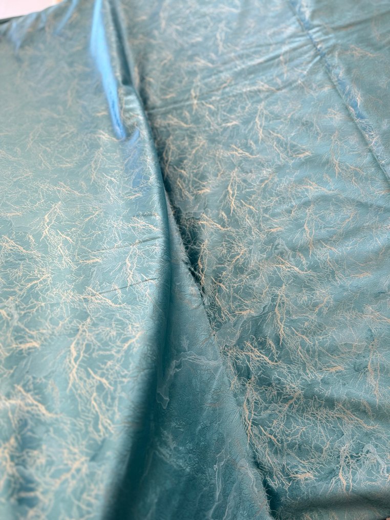 Prestigioso tessuto velluto blu cobalto impreziosito con decoro in filo d’oro Louis XVI - Tessuto (2) - 2.8 m - 1.4 m #4.3