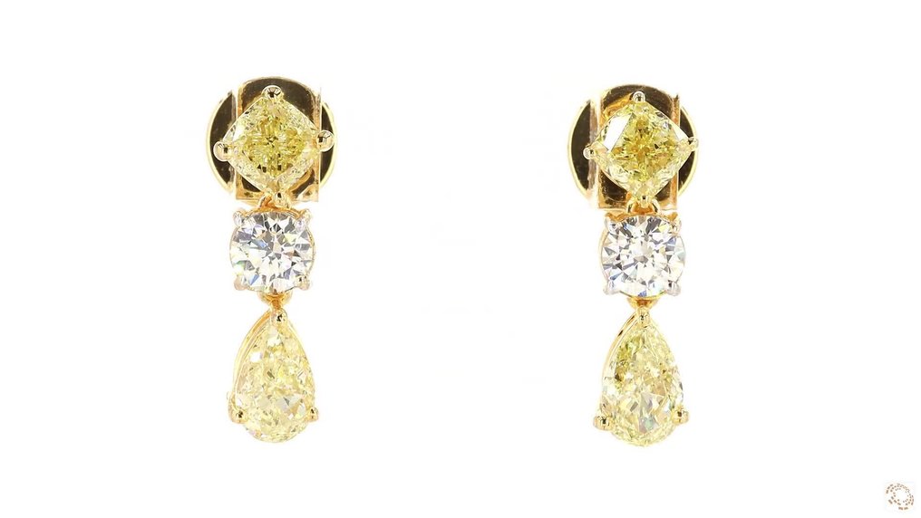 Ohrstecker - 18 kt Gelbgold - 1.70ct. tw. Gelb Diamant (Natürlich farbig) - Diamant - IGI - Exquisite Ohrringe #1.0