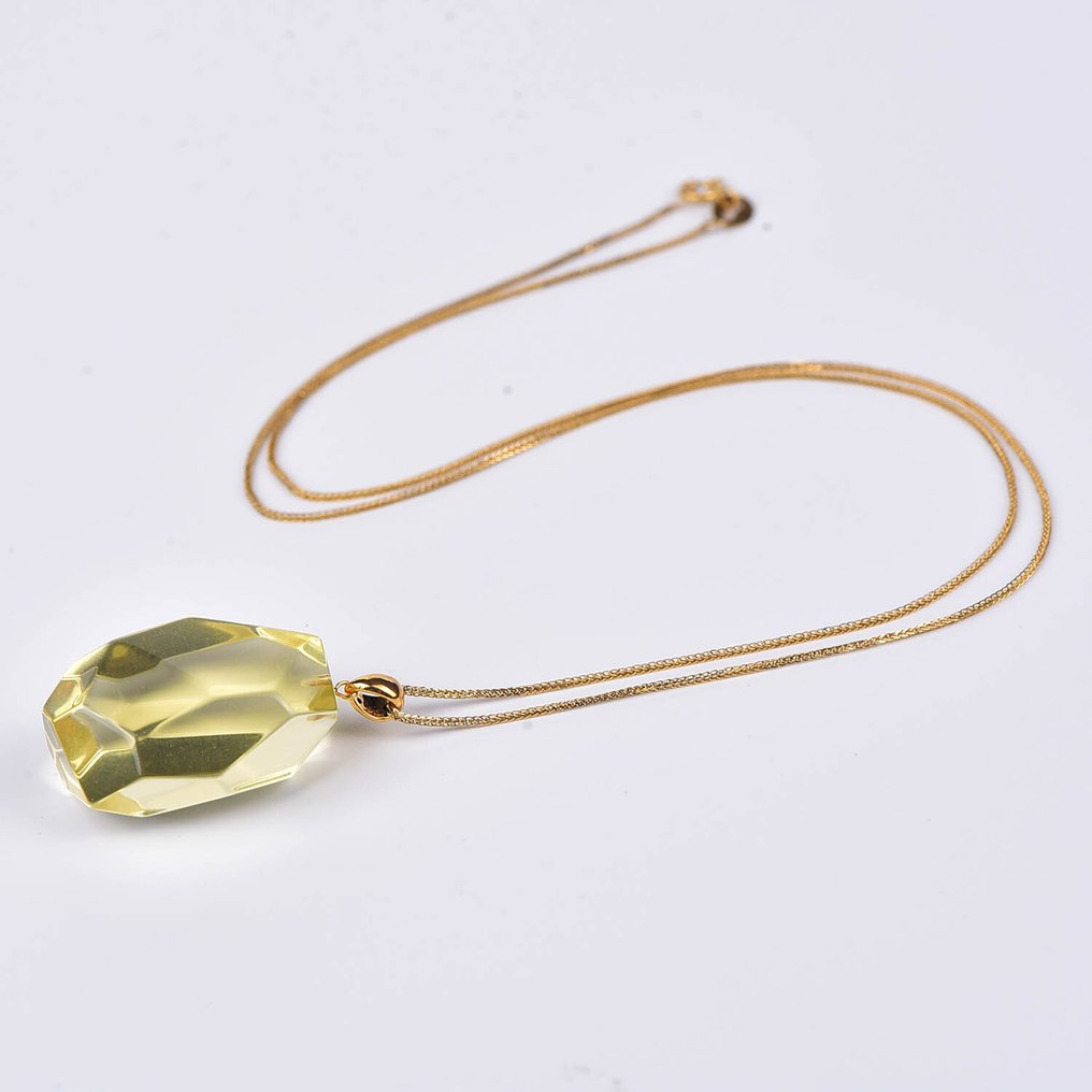 Sans prix de réserve - Collier avec pendentif - 18 carats Or jaune Citrine - ALGT certifié #1.0