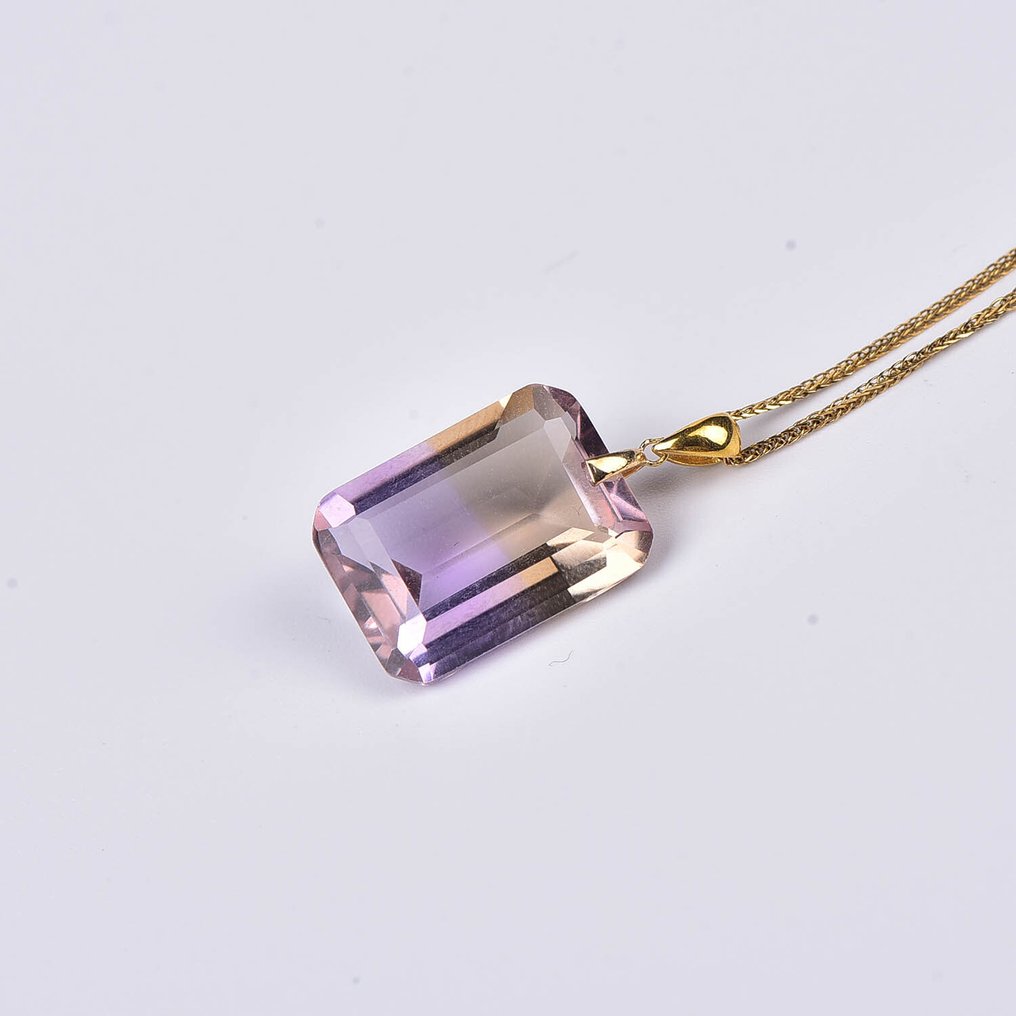 Ohne mindestpreis - Halskette mit Anhänger - 18 kt Gelbgold Ametrin - ALGT Certified #3.2