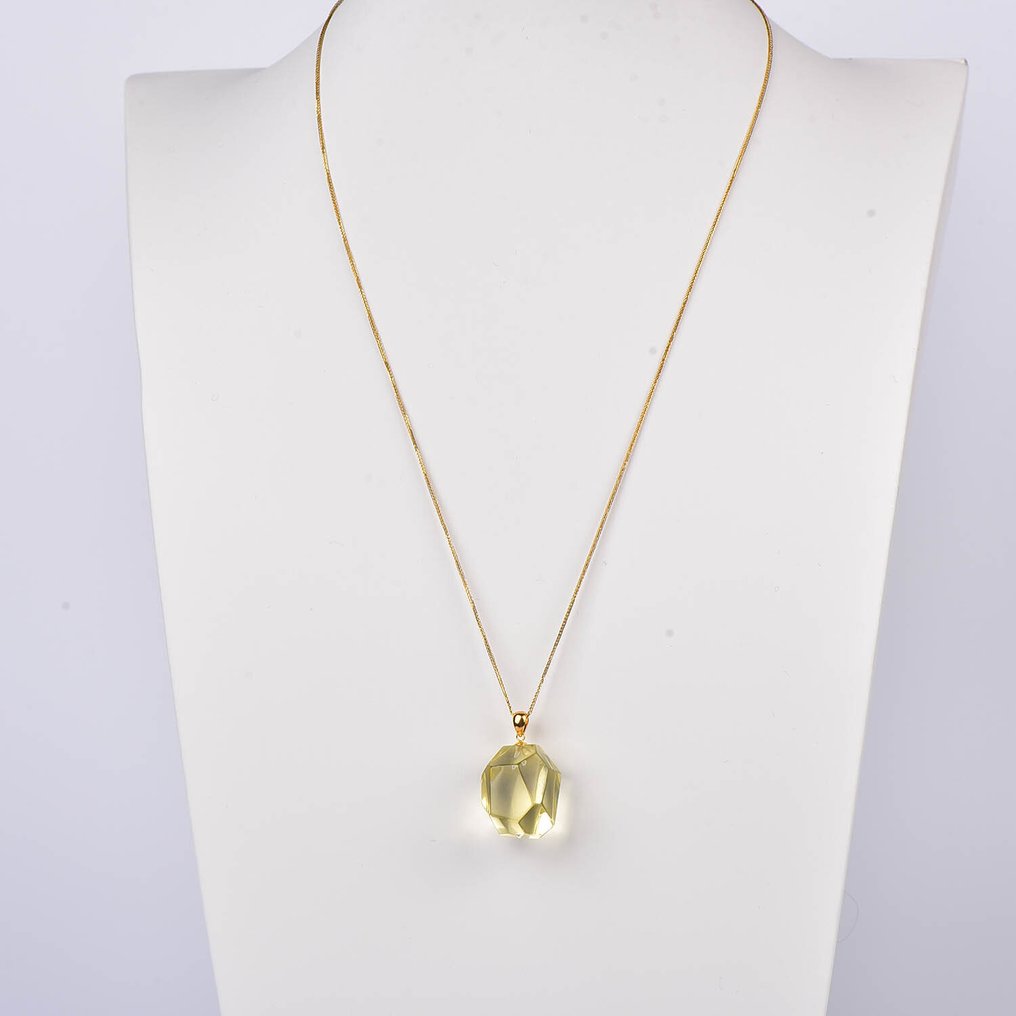 χωρίς τιμή ασφαλείας - Κολιέ με μενταγιόν - 18 καράτια Κίτρινο χρυσό Κιτρίνης - ALGT Πιστοποιημένο #1.0