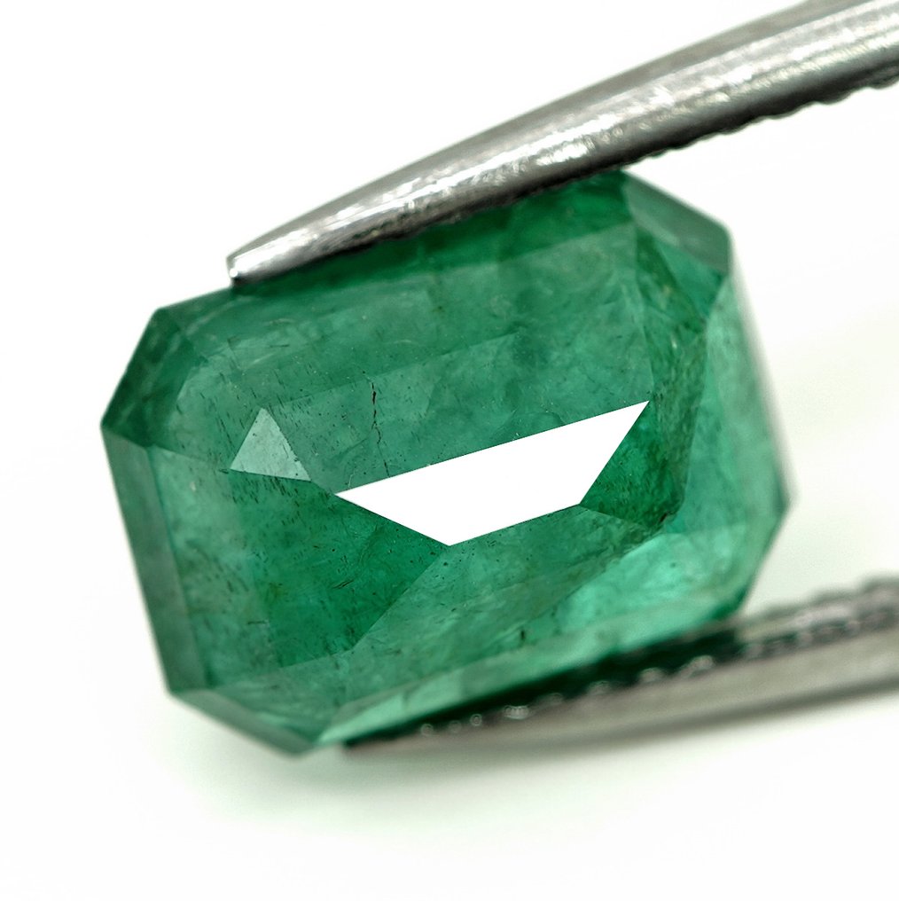 1 pcs  Green Emerald  - 4.04 ct - Bellerophon Gemlab #3.2