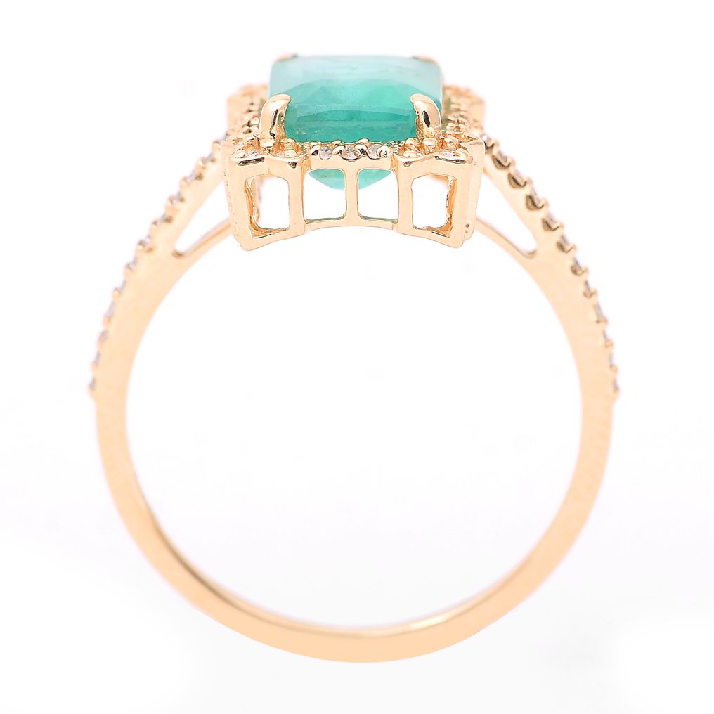 χωρίς τιμή ασφαλείας - Δαχτυλίδι - 14 καράτια Κίτρινο χρυσό - 2.26ct. tw. Σμαράγδι - Διαμάντι #2.1