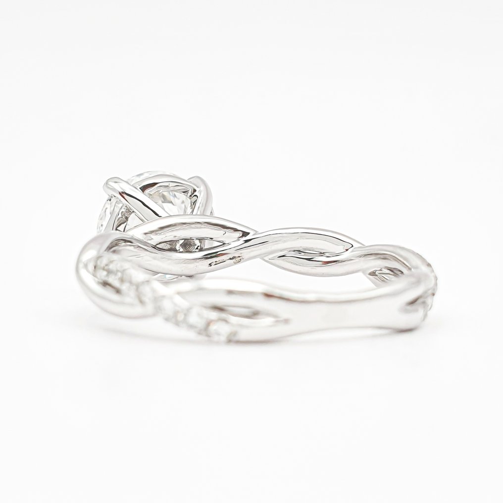 Sormus - 14 kt. Valkokulta - 2.28ct. tw. Timantti (Laboratoriossa kasvatettu) - Timantti - E VS1 IGI #4.3