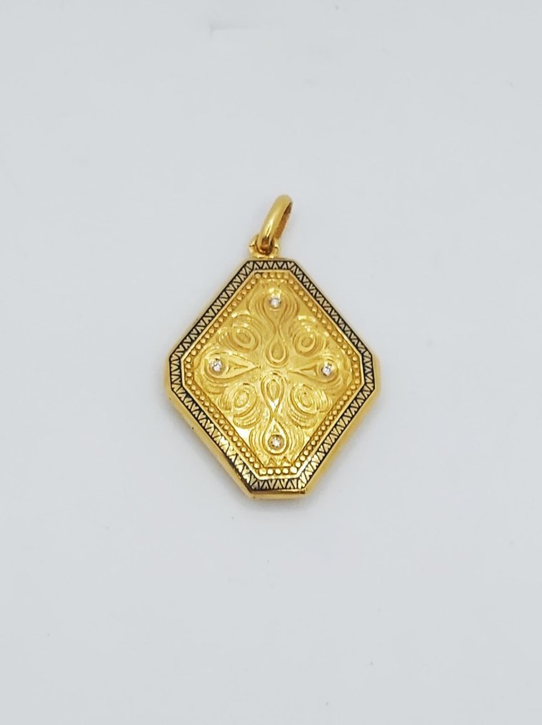 Locket - 19.2 kt. Yellow gold -  0.10ct. tw. - Diamond #1.0