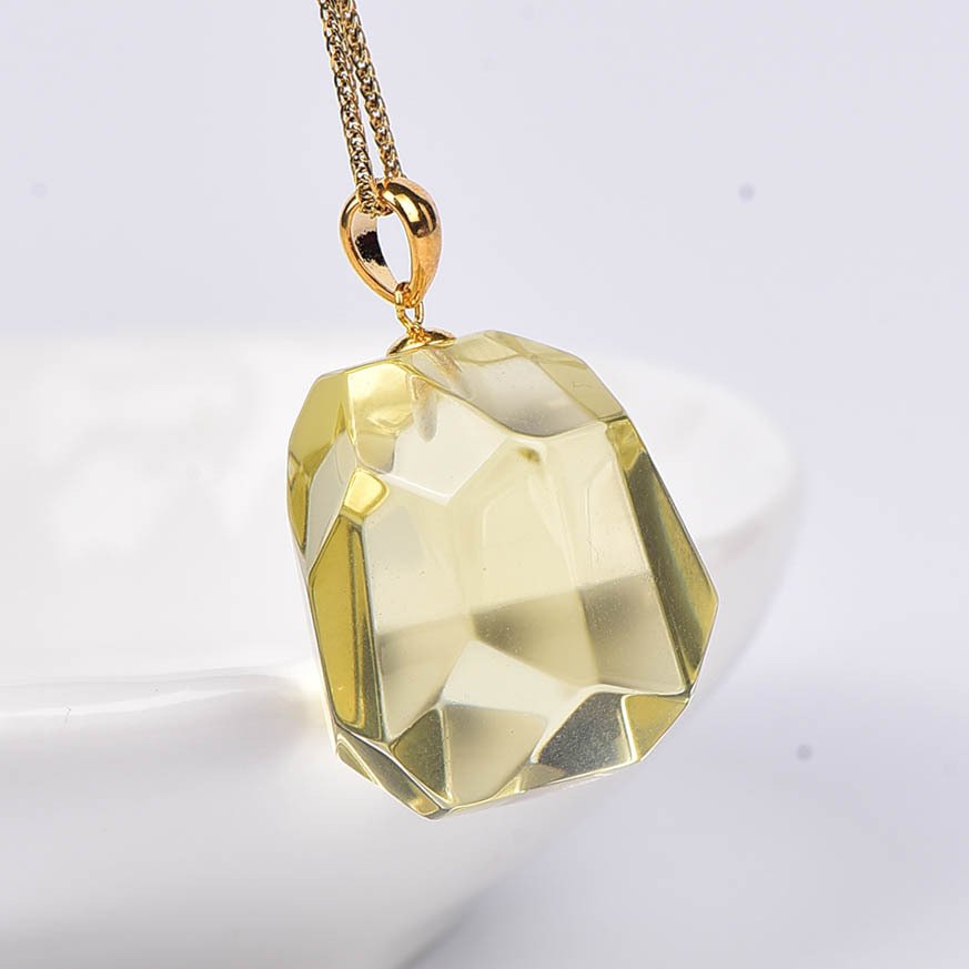 χωρίς τιμή ασφαλείας - Κολιέ με μενταγιόν - 18 καράτια Κίτρινο χρυσό Κιτρίνης - ALGT Πιστοποιημένο #1.0