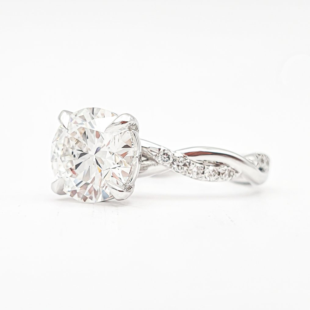 Sormus - 14 kt. Valkokulta - 2.28ct. tw. Timantti (Laboratoriossa kasvatettu) - Timantti - E VS1 IGI #2.1