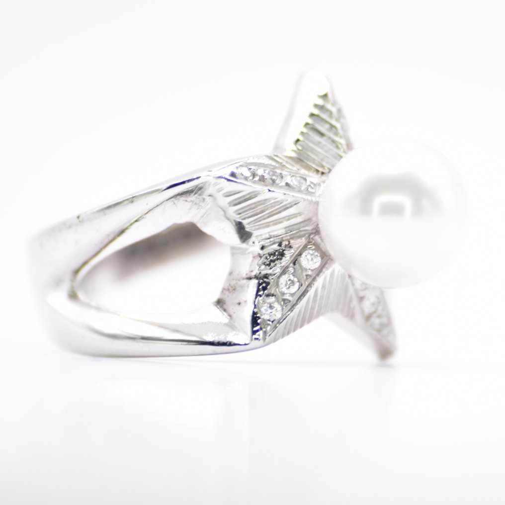 χωρίς τιμή ασφαλείας - Δαχτυλίδι Πλατίνα -  5.45ct. tw. Διαμάντι (Φυσικό)  - Μαργαριτάρι - Αστέρι που λάμπει #3.2