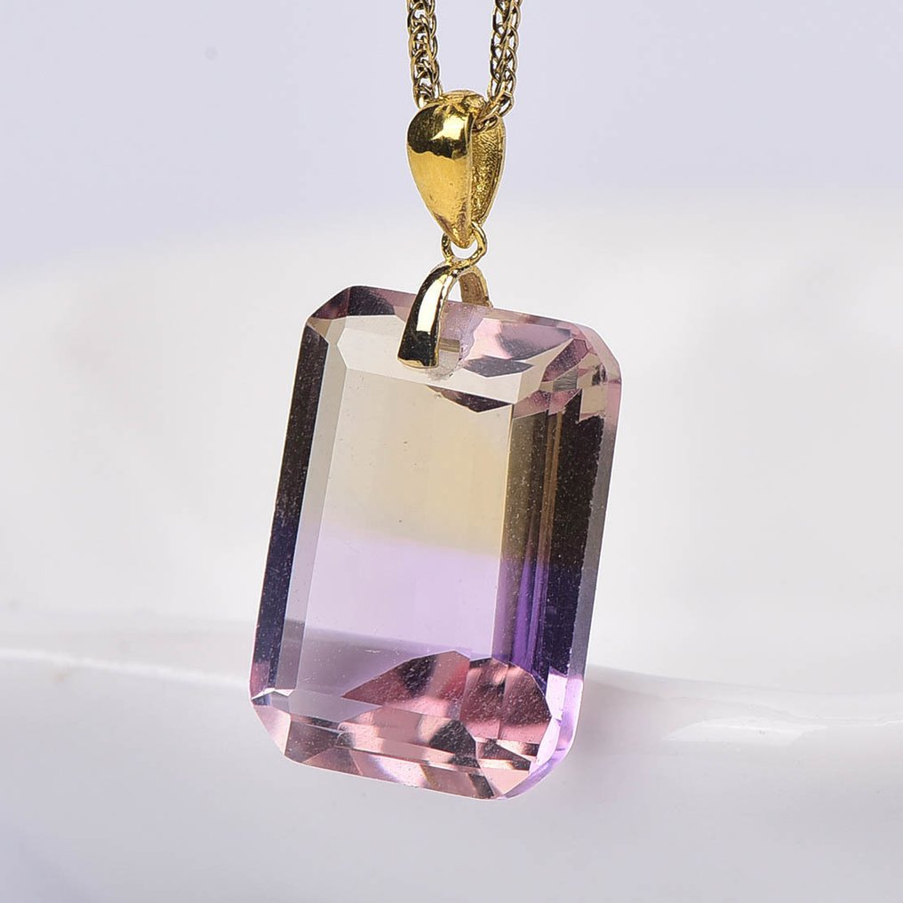 Sem preço de reserva - Colar com pingente - 18 K Ouro amarelo Ametrino - Certificada pela ALGT #4.3