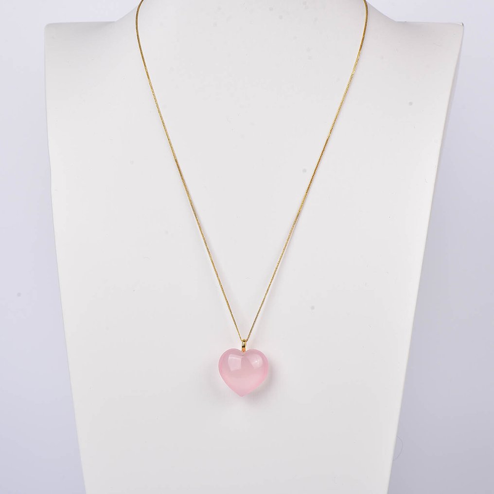 χωρίς τιμή ασφαλείας - Κολιέ με μενταγιόν - 18 καράτια Κίτρινο χρυσό Χαλαζίας - Ροζ Χαλαζίας - Πιστοποιημένο #1.0