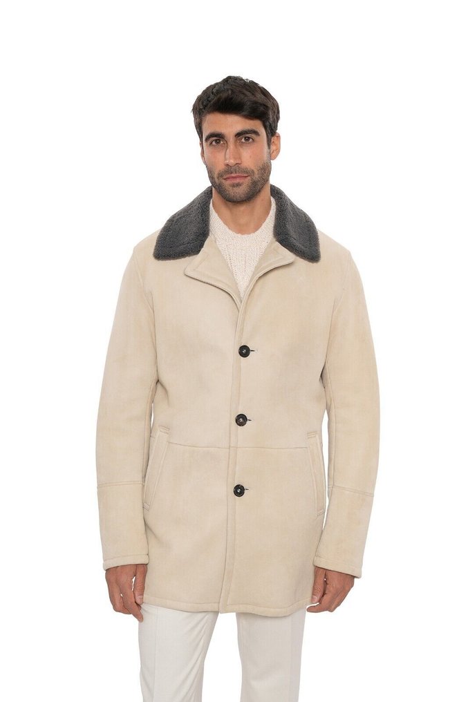 RRP 7400€ ISAIA NAPOLI Beige Shearling Jacket Coat 100% Lambskin Leather - 48 IT - Παλτό - New with tags #2.1