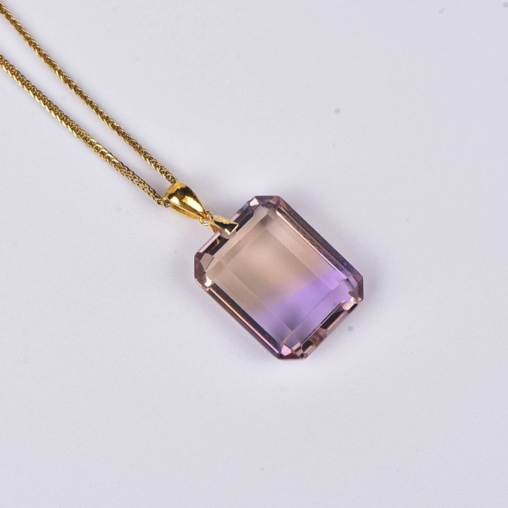 Sem preço de reserva - Colar com pingente - 18 K Ouro amarelo Ametrino - Certificada pela ALGT #1.0