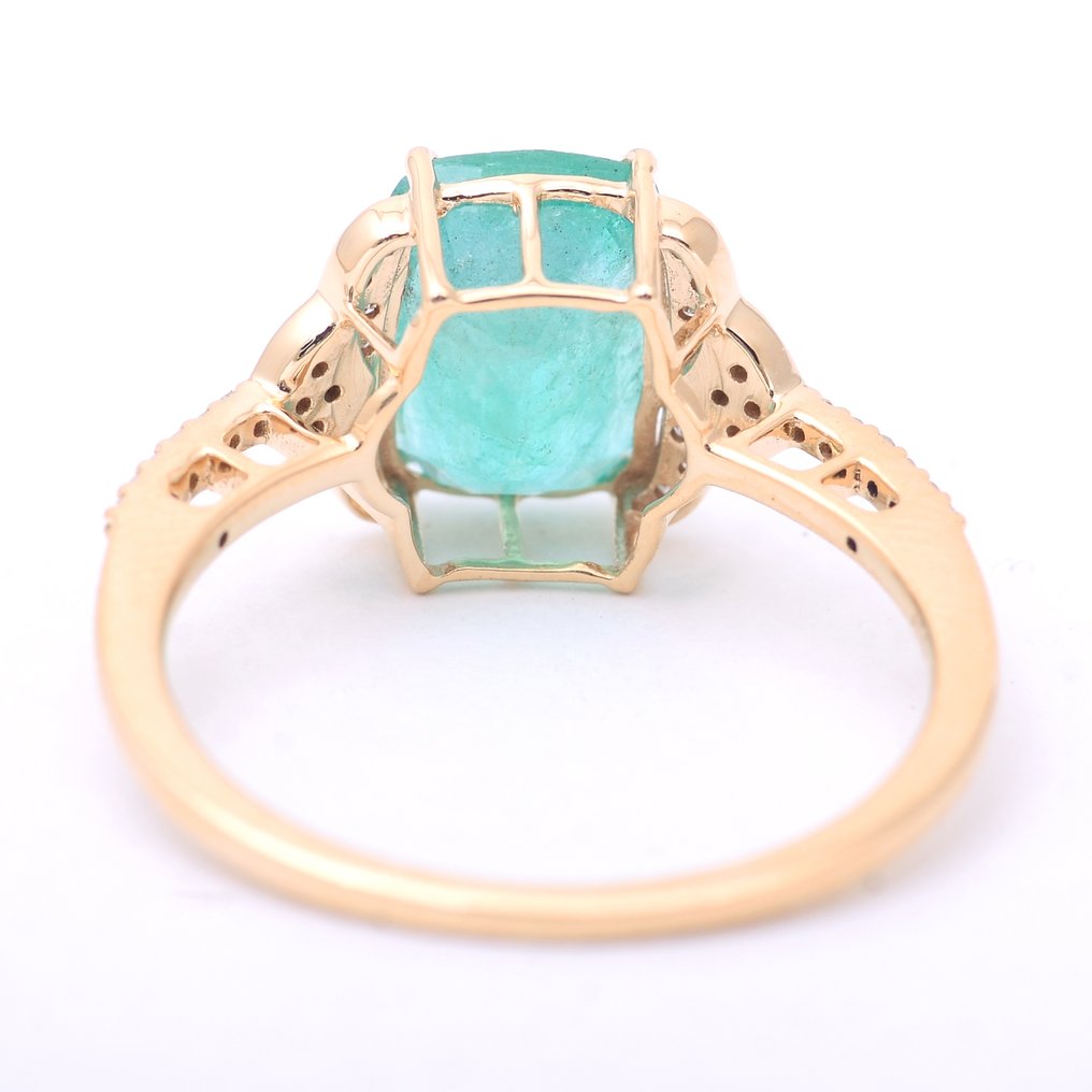 No Reserve Price - Ring - 14 kt. Yellow gold - 2.48ct. tw. Emerald - Diamond #2.1