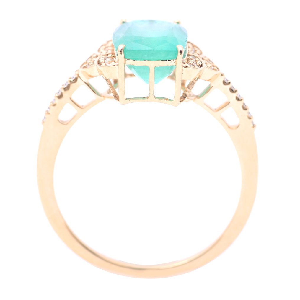 No Reserve Price - Ring - 14 kt. Yellow gold - 2.48ct. tw. Emerald - Diamond #3.2