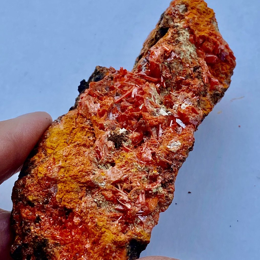 Belle collection de minéraux tels que crocoïte, hématoïde, quartz, etc. Groupe de cristal - Hauteur : 8.8 cm - Largeur : 4.2 cm- 754 g - (5) #3.2