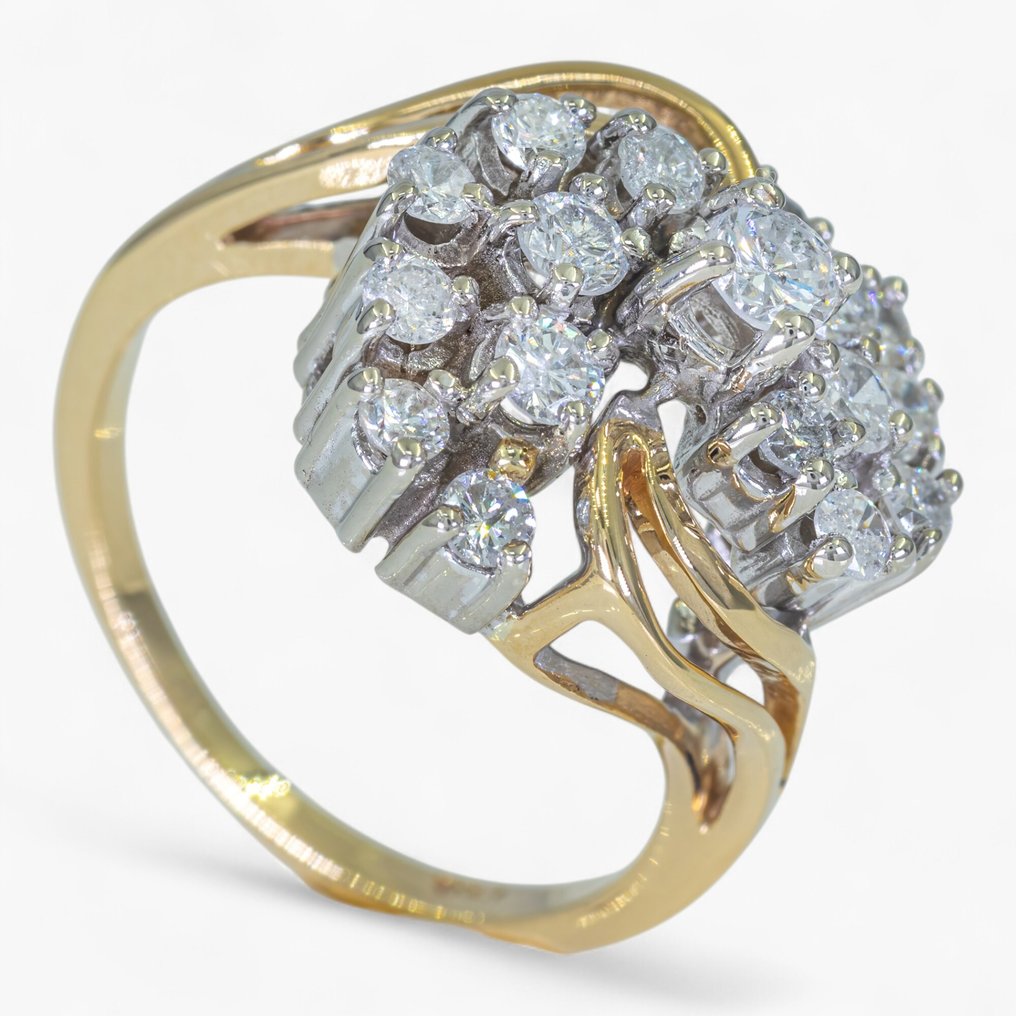 戒指 - 14K包金 黄金, 白金 -  0.70ct. tw. 钻石 (天然) - 精致的 #2.1