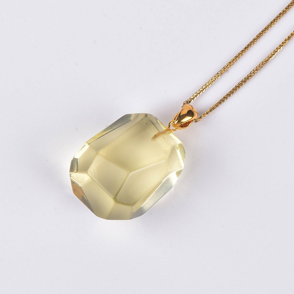Sans Prix de Réserve - Collier avec pendentif - 18 carats Or jaune Citrine - ALGT certifié #3.2