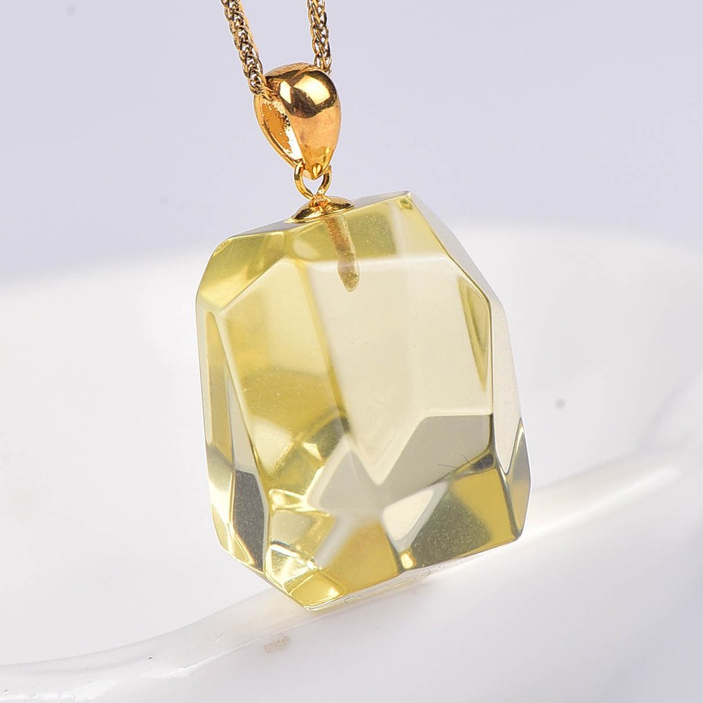 Sans Prix de Réserve - Collier avec pendentif - 18 carats Or jaune Citrine - ALGT certifié #1.0