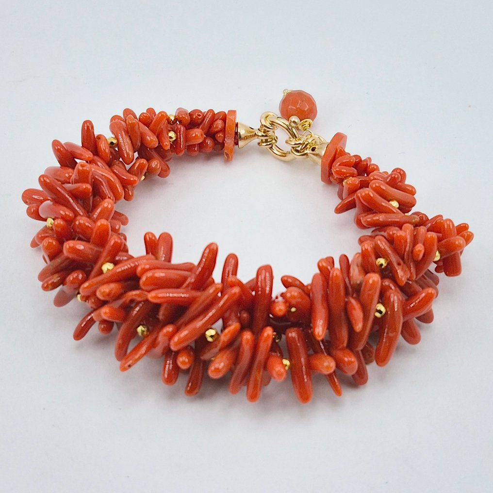 Κοράλλι αίματος - Ασημί, Gold-plated - Βραχιόλι - CORALLO MEDITERRANEO #3.2