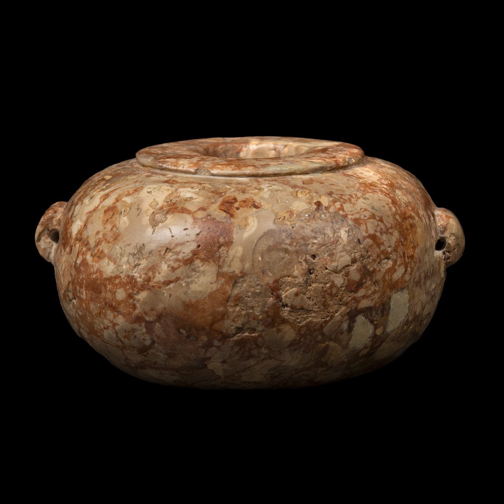 Αρχαία Αιγυπτιακή Πέτρα Σφαιρικό αγγείο, τύπου 'Αυτί'. Περίοδος Tinite, δυναστείες I-II, 3050 - 2686 π.Χ. Διάμετρος 15,3 εκ. #4.3