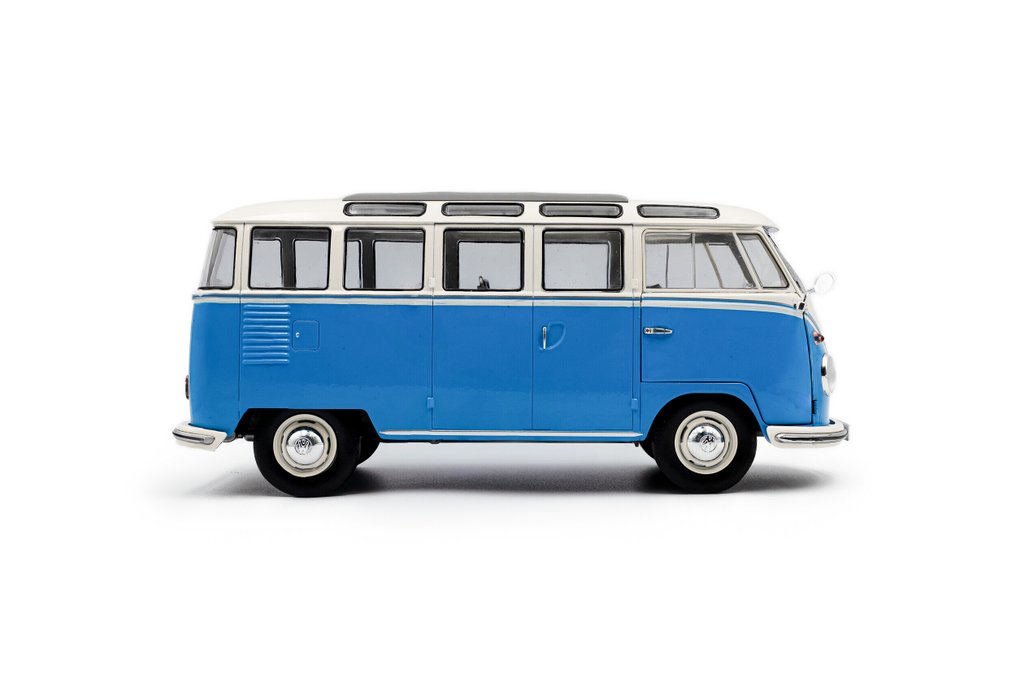 Solido 1:18 - 模型車 - Volkswagen T1 Samba - 1962 - Blauw / Wit #1.0