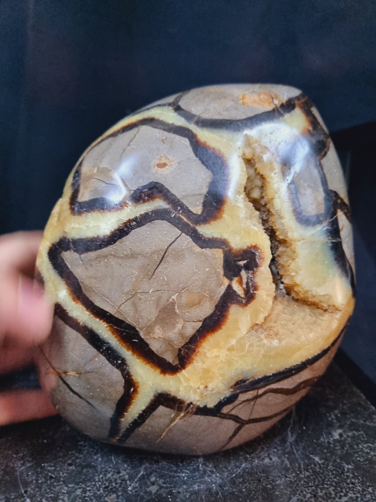 Stunning big septaria sculpture - druzy crystals Freeform - Height: 200 mm - Width: 170 mm- 6044 g #2.1