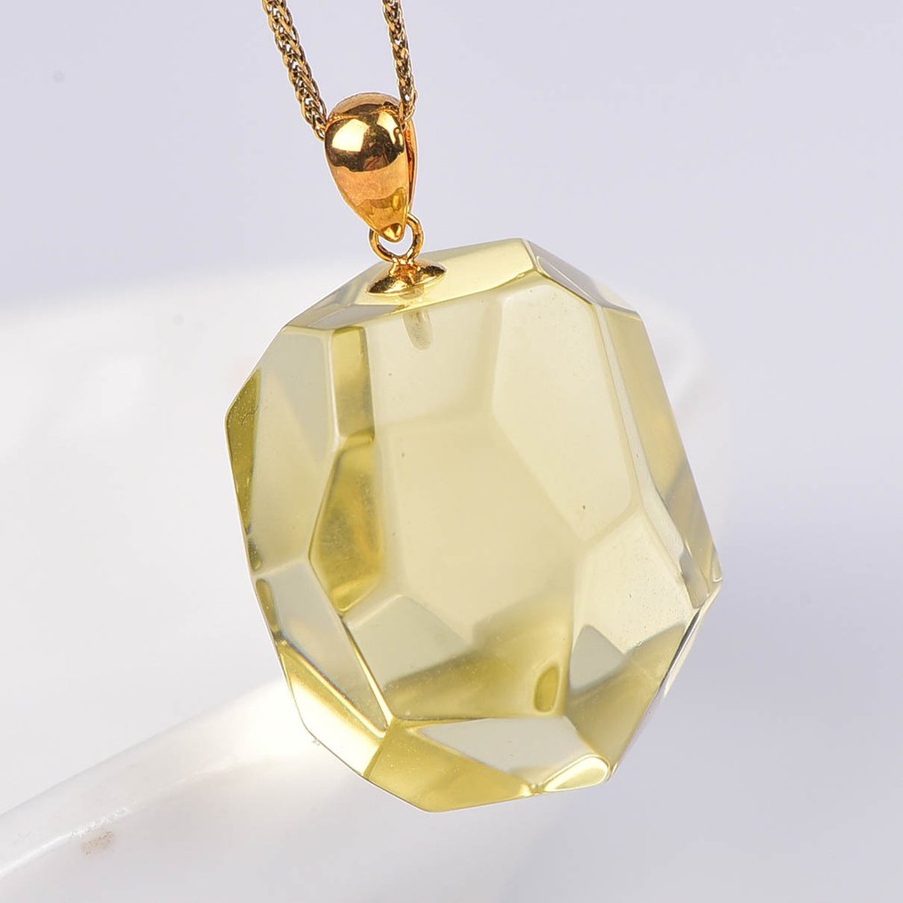 Sans prix de réserve - Collier avec pendentif - 18 carats Or jaune Citrine - ALGT certifié #1.0