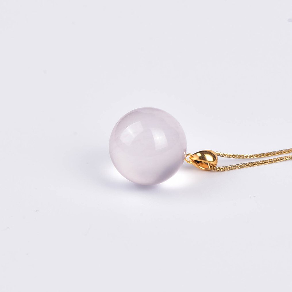 没有保留价 - 吊坠项链 - 18K包金 黄金 石英 - 玫瑰石英 - 已认证 #3.2