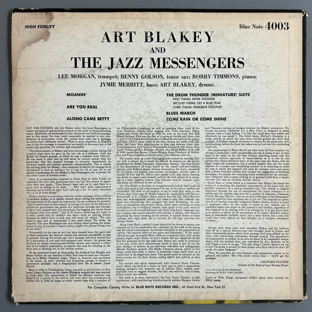 Art Blakey - Art Blakey and the Jazz Messengers - Yksittäinen vinyylilevy - 1959 #1.0