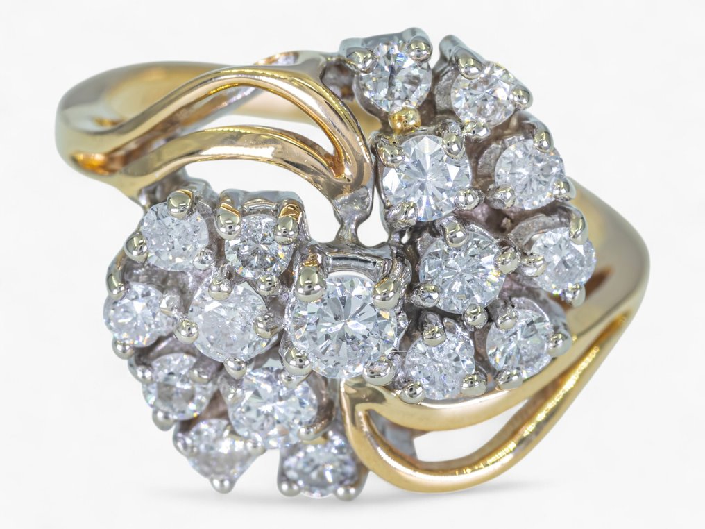 戒指 - 14K包金 黄金, 白金 -  0.70ct. tw. 钻石 (天然) - 精致的 #3.2