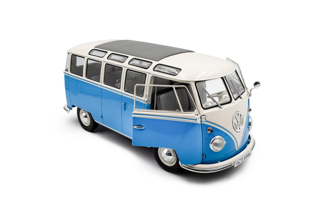 Solido 1:18 - 模型車 - Volkswagen T1 Samba - 1962 - Blauw / Wit #1.0