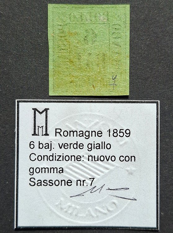 意大利古城邦-罗曼雅 1859 - 六个绿色黄色，全新带橡胶 - Sassone n.7 #1.0