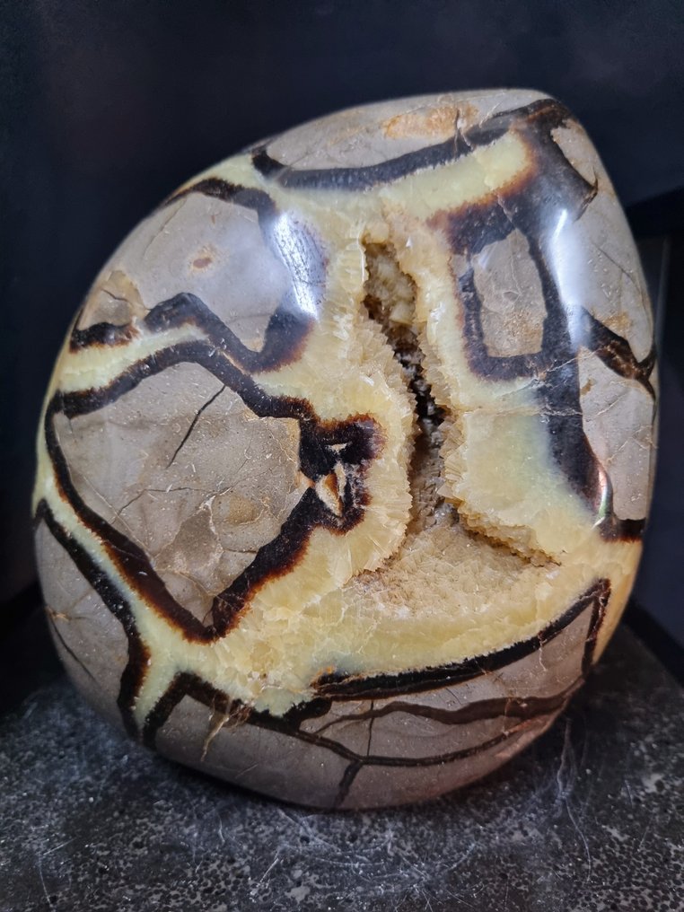 Stunning big septaria sculpture - druzy crystals Freeform - Height: 200 mm - Width: 170 mm- 6044 g #1.0