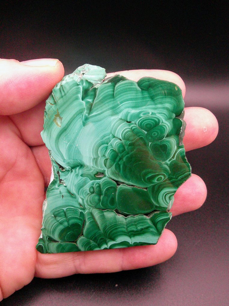 Μαλαχίτης Φέτα - Ύψος: 7.5 cm - Πλάτος: 5.5 cm- 129.7 g - (1) #3.2