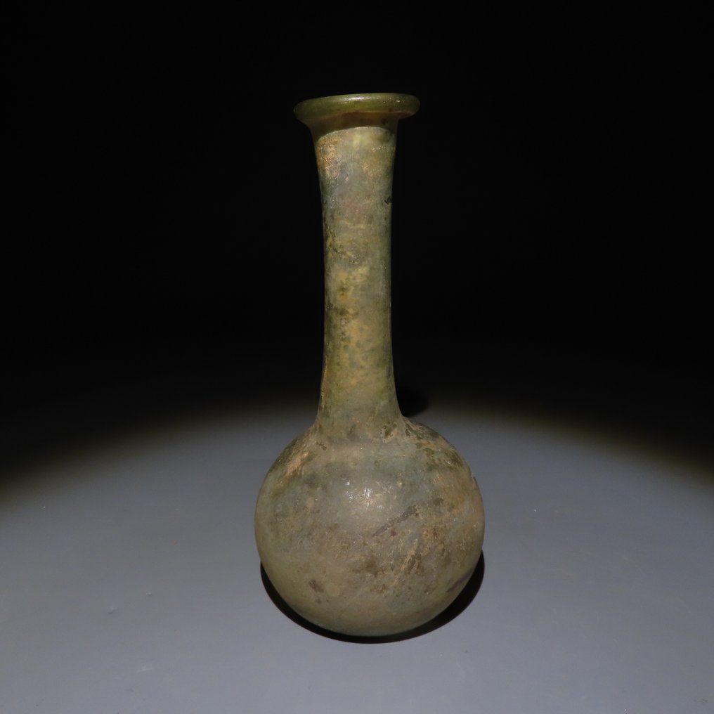 Ancient Roman Glass Flask. 3rd century AD. 10.5 cm height. #1.0