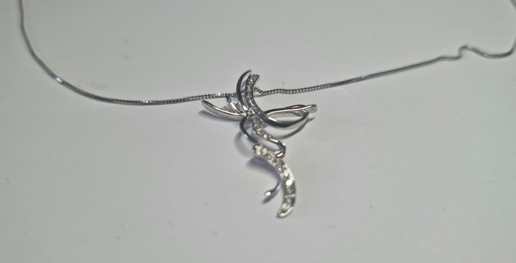 吊坠项链 - 18K包金 白金 -  0.25ct. tw. 钻石 (天然)  - 钻石 #1.0