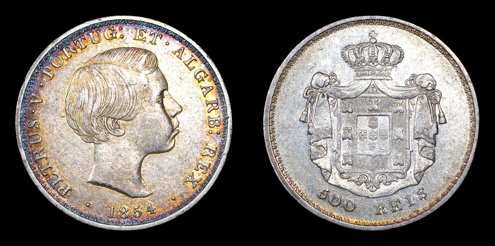 Portogallo. D. Pedro V (1853-1861). 500 Reis 1854 - Escassa #2.1